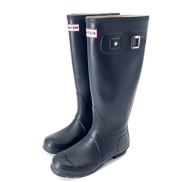 HUNTER Original Black Rubber Tall Rain Boots - Picture 2 of 7